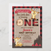 Herten eerste verjaardag houthakker partij rode fl kaart (Voorkant)