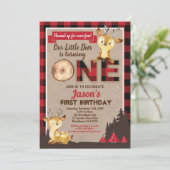 Herten eerste verjaardag houthakker partij rode fl kaart (Staand voorkant)