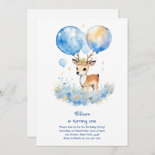 Herten eerste verjaardag uitnodiging (Voorkant / Achterkant)