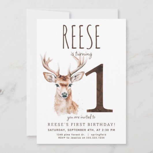 Herten eerste verjaardag uitnodiging (Voorkant)
