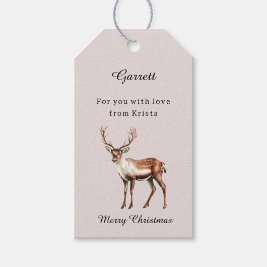 Herten Eland Kerstmis Cadeaulabel (Voorkant)