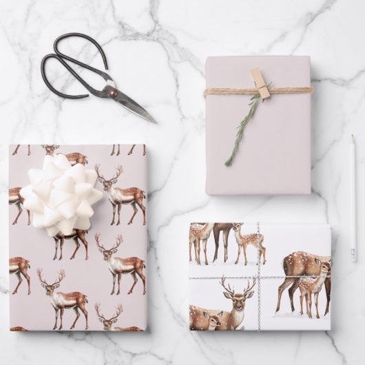 Herten Eland Kerstmis Inpakpapier Vel (Voorkant)
