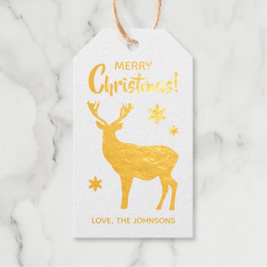 Herten elegant eenvoudig silhouet Vrolijk kerstfee Cadeaulabels (Voorkant)