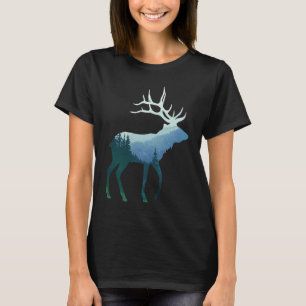 Herten Elk Dubbele Blootstelling Surrealistisch Wi T-shirt