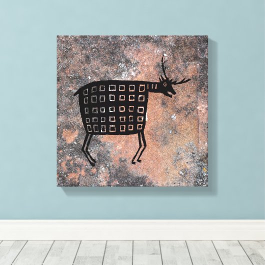 Herten/Elk, mimbres Pottery Design Canvas Afdruk (Insitu (Houten vloer))