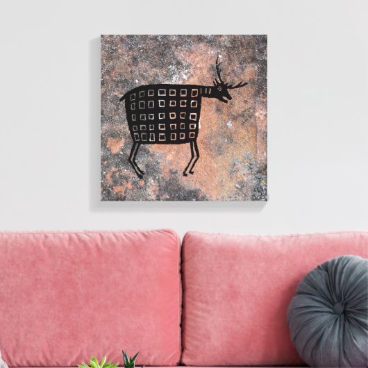 Herten/Elk, mimbres Pottery Design Canvas Afdruk (Insitu (Woonkamer))