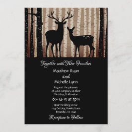 Herten en Aspen Bomen Rustieke Woodland Bruiloft Kaart