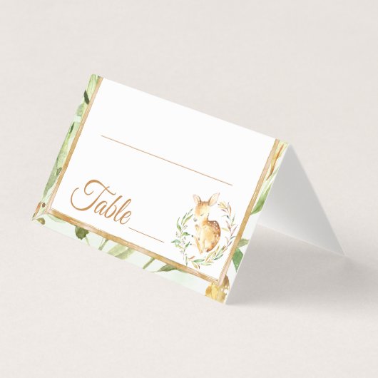 Herten en bladeren Baby shower Verjaardagstafel Nu Kaart (Voorkant)