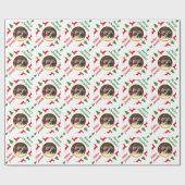 Herten en boom kerstvakantie gepersonaliseerde fot cadeaupapier (Vlak)