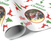 Herten en boom kerstvakantie gepersonaliseerde fot cadeaupapier (Rol Hoek)