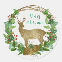 Herten en dennen Bough Vrolijke Kerstkrans