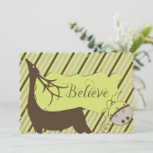 Herten en diagonale strepen kerstvakantie feestdagenkaart (Staand voorkant)