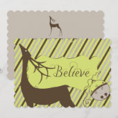 Herten en diagonale strepen kerstvakantie feestdagenkaart (Voorkant / Achterkant)