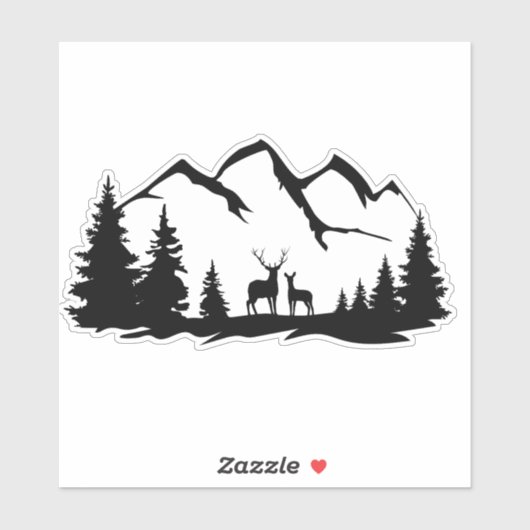 Herten en doe vinyl sticker. sticker (Vel)