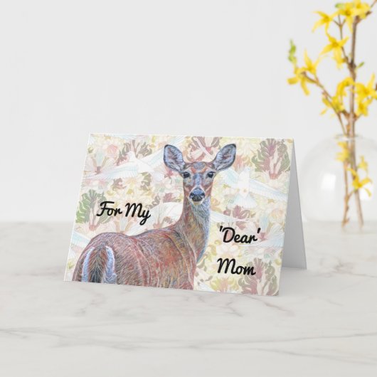 Herten en Duif Patroon Moederdagkaart Kaart (Gele Bloem)