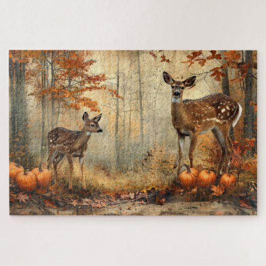 herten en fawn herfstblad 20x30 legpuzzel (Horizontaal)