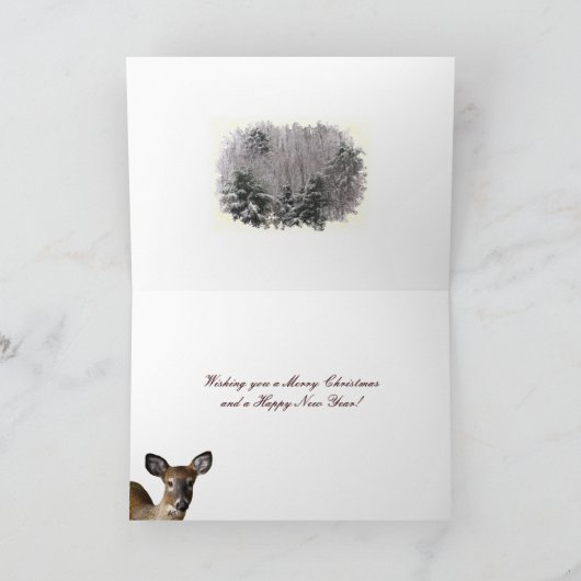 Herten en Frosty Hills Kerstmis Feestdagen Kaart (Binnen)