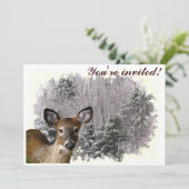 Herten en Frosty Hills Winter Solstice Uitnodiging (Staand voorkant)