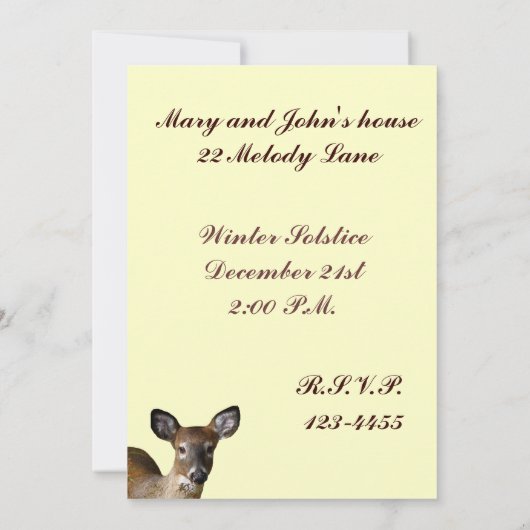 Herten en Frosty Hills Winter Solstice Uitnodiging (Achterkant)