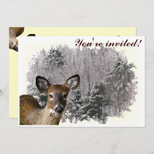 Herten en Frosty Hills Winter Solstice Uitnodiging (Voorkant / Achterkant)