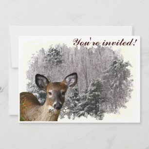 Herten en Frosty Hills Winter Solstice Uitnodiging