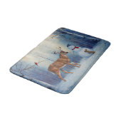 Herten en Gelukkige Sneeuwman Winter Vakantie Scèn Badmat (Gekanteld)