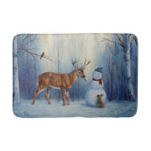 Herten en Gelukkige Sneeuwman Winter Vakantie Scèn Badmat (Voorkant)