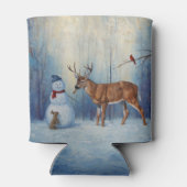 Herten en Gelukkige Sneeuwman Winter Vakantie Scèn Blikjeskoeler (Achterkant)