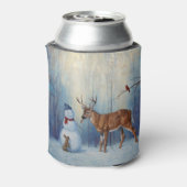 Herten en Gelukkige Sneeuwman Winter Vakantie Scèn Blikjeskoeler (Blikje Achterkant)