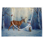 Herten en Gelukkige Sneeuwman Winter Vakantie Scèn Groot Cadeauzakje (Voorkant)