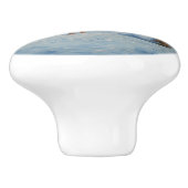 Herten en Gelukkige Sneeuwman Winter Vakantie Scèn Keramische Knop (Zijkant)