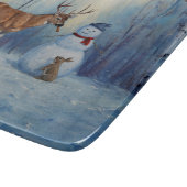 Herten en Gelukkige Sneeuwman Winter Vakantie Scèn Snijplank (Hoek)