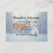 Herten en Gelukkige Sneeuwman Winter Vakantie Scèn Visitekaartje (Achterkant)