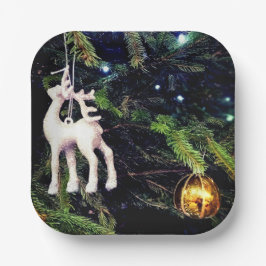 Herten en gouden ballen papieren bordje