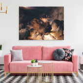 Herten en Honden in een Mountain Torrent Stream Canvas Afdruk (Insitu (Woonkamer))