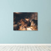 Herten en Honden in een Mountain Torrent Stream Canvas Afdruk (Insitu (Houten vloer))