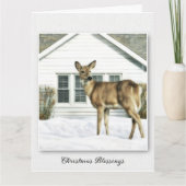 Herten en huisje - Kerstzegeningen Kaart (Voorkant)