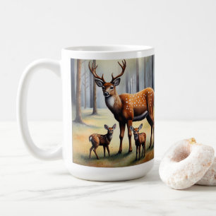 Herten en jonge herten in het bos Wilde dieren Koffiemok
