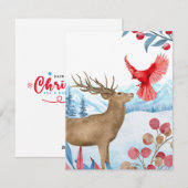 Herten en Kardinaal Kerstkaart (Voorkant / Achterkant)