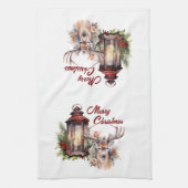 Herten en Kerst Lantaarn Keuken Handdoek (Verticaal)