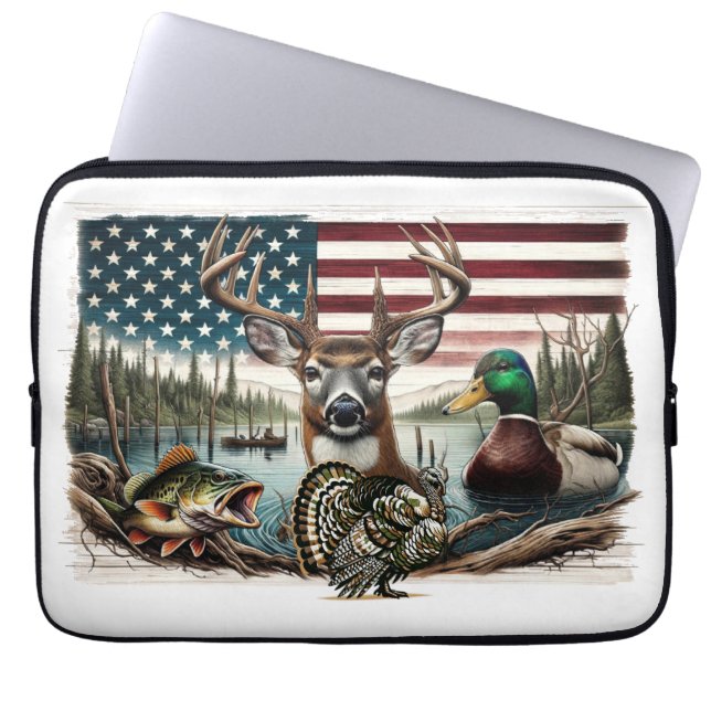 Herten en landelijk Amerika Laptop Sleeve (Voorkant)