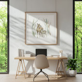 Herten en Reeëwaterverf Wandkunst Poster