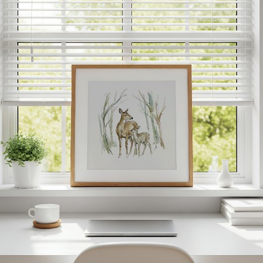 Herten en Reeëwaterverf Wandkunst Poster