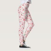 Herten en Sneeuwvlokken Wit & Rood Kerstmispatroon Leggings (Rechts)