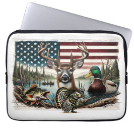 Herten en Verenigde Staten Land Laptop Sleeve