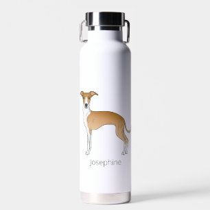 Herten- en witte Italiaanse Windhond met aangepast Waterfles