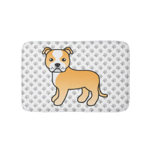 Herten en witte Staffie Cute Cartoon Hond & Pootaf Badmat