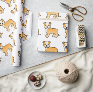 Herten-en-witte Staffie Mopshond Patroon Cadeaupapier