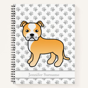 Herten en witte Staffie Schattige Cartoon Hond & T Notitieboek