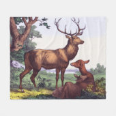 Herten familie  bos fleece deken (Voorkant (Horizontaal))